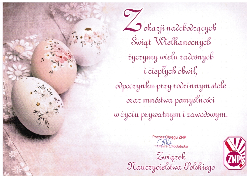 życzenia od prezes Chodubskiej Wielkanoc 2015