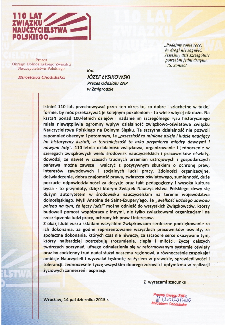 kliknij, aby powiększyć Chodubska list