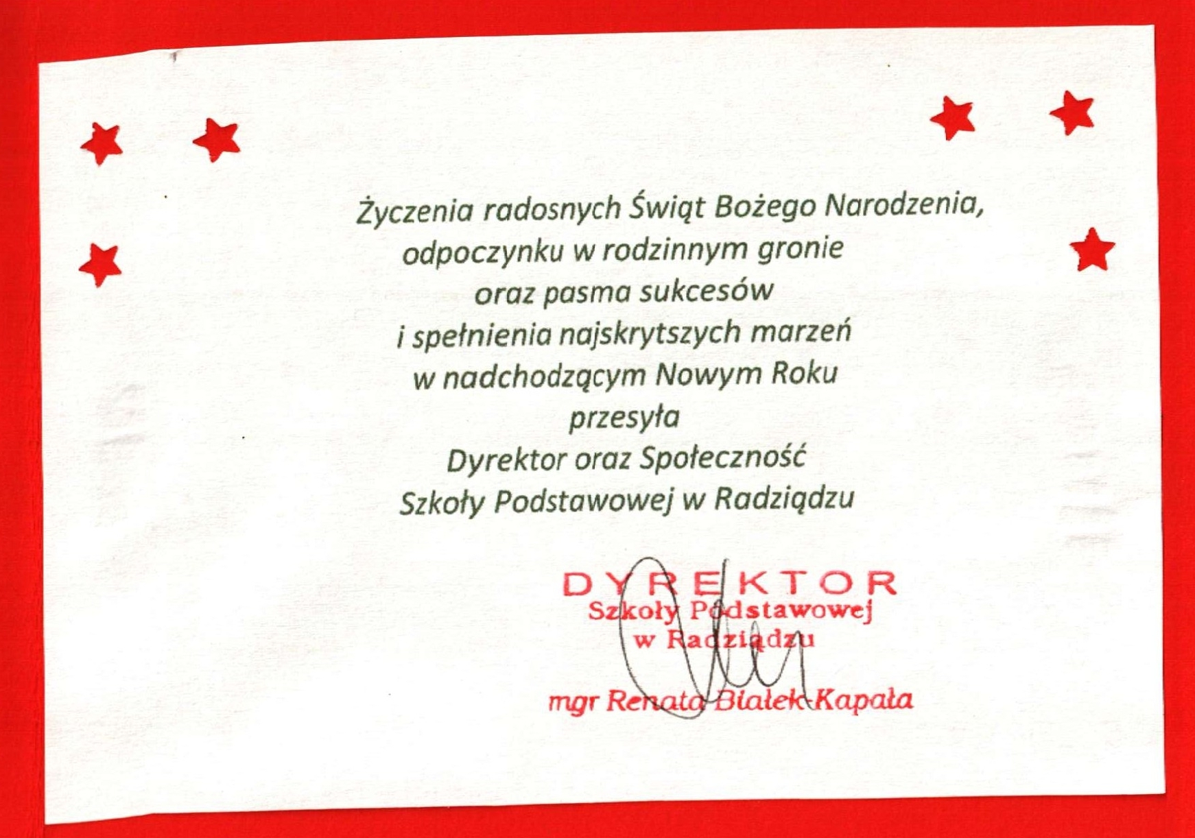 od dyrektor S.P. Radziądz